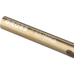 Сверло спиральное по металлу, 6,5 мм, HSS-Co, GROSS, 72324