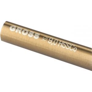 Сверло спиральное по металлу, 9,0 мм, HSS-Co, GROSS, 72338