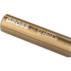 Сверло спиральное по металлу, 12 мм, HSS-Co, GROSS, 72354